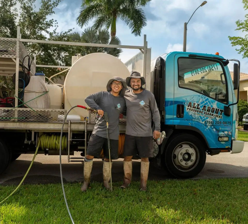 The All About Pressure Clean & Seal team next to the company truck