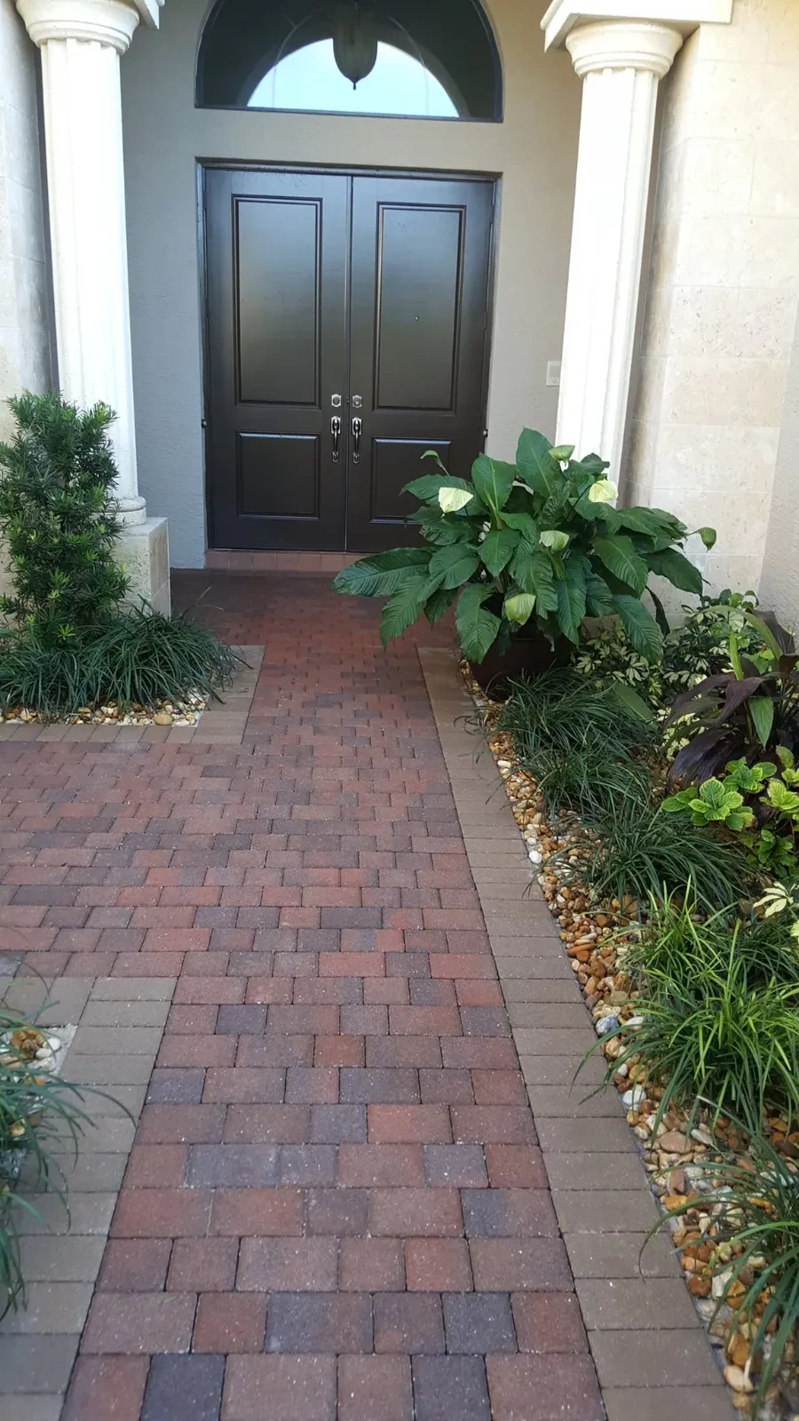 Front entry paver walkway after